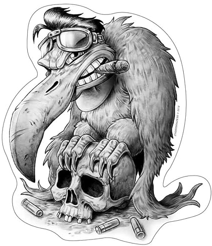 Aufkleber Cooler Adler Sticker Vogel Geier Skull Schädel Zigarre ca. 12x10 cm