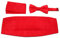 CBUND-ADF-24 – Herren-Kummerbund, vorgebundene Fliege, Einstecktuch-Set., rot, Einheitsgröße