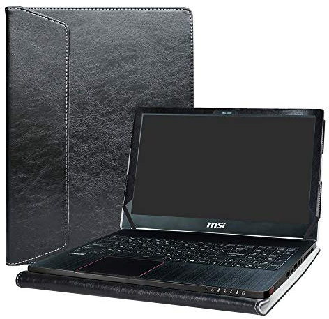 Alapmk Diseñado Especialmente La Funda Protectora de Cuero de PU para 15.6 MSI GS Series GS63 Stealth-010/STEALTH-060 & Stealth Pro GS63VR STEALTH-252/Stealth Pro-230 Ordenador portátil,Negro