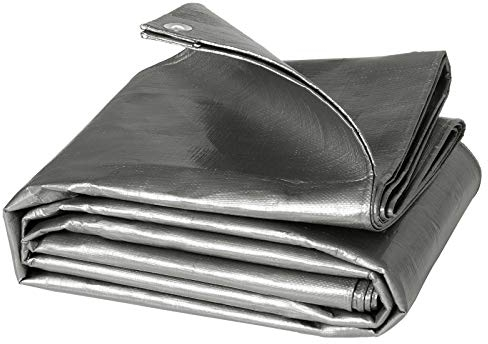 WOLTU Lona Impermeable Exterior PE 280g/m², Lona de Protección Toldo con Ojales de Aluminio, Duradera Resistente a Los Rayos UV Desgarros, Multiusos para Muebles Jardín Piscina Coche Gris 3x6m