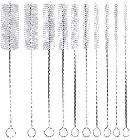 Long Straw Brush, Nylon Pipe Tube Cleaner 8-ihch 10 Different Diameters Set of 10