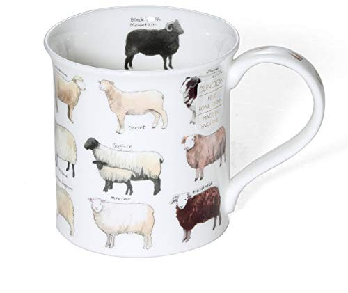 Dunoon Fine Bone China Bute Shape Animal Breeds Mug - Made in England (Sheep)