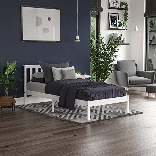 Vida Designs Milan Single Bed, 3ft, Bed Frame, Solid Pine Wood, Headboard, Low Foot End, Bedroom Furniture, White