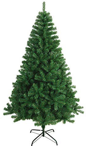 SOLAGUA NAVIDAD Künstlicher Weihnachtsbaum mit extra gefüllten Lamettablättern, 150–300cm Tanne mit Metallstütze (Grün, 210cm 958Tips)