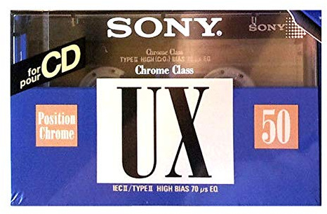 Sony - Audiocassetta, Chrome Class, UX 50 minuti C-50UX (2X25min)