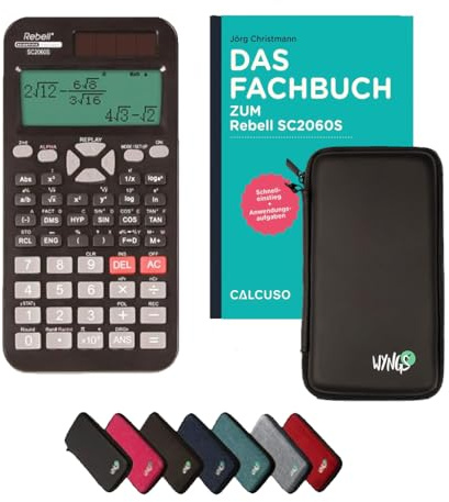 Rebell SC2060S inkl. Schutztasche Schwarz & Fachbuch (56 Seiten, DIN A5) – Wissenschaftlicher Rechner – Smart Set