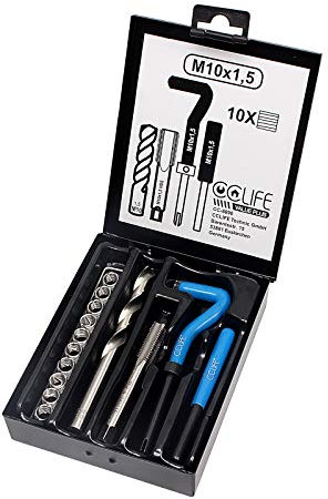 CCLIFE Coffret filet rapporté M5-M6-M8-M10-M12-M14-M16,kit réparation filetage, Size:M10 X 1,5