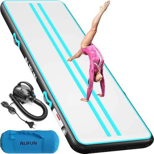 ALIFUN Tapis de Gymnastique Gonflable, Tapis d'entrainement, Tapis de Gym Tumbling 2 m/3 m/4 m/6 m Air Mat Track, Gymnastics Tumble Track Mat, Piste de Gymnastics Gonflable avec pompe à air