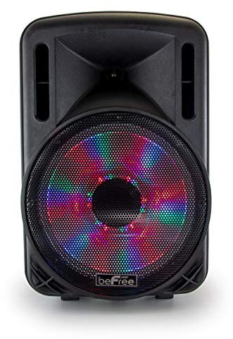 beFree Sound 12 Inch 2500 Watt Bluetooth Portable Party PA Speaker with Illuminating Lights and USB/MicroSD/AUX-in/FM Radio/DV12V Inputs, Black, (BFS-12 Portable Speaker)