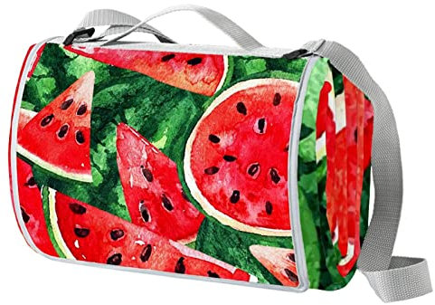 Wasserdichte Picknickdecke mit Wassermelonen-Motiv, für Strand, Camping, Wandern, faltbar