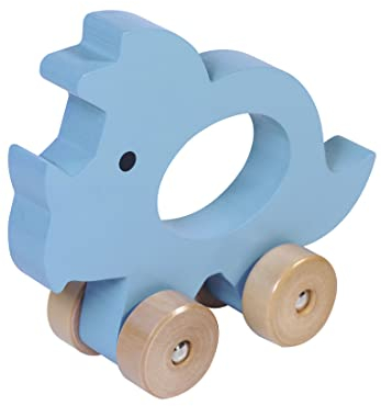 Kindsgut Jeu d’éveil Animal à Pousser en Bois, Jouet éducatif pour Jeunes Enfants, Couleurs discrètes pour Le Plaisir de Jouer, Beau Cadeau, Triceratops
