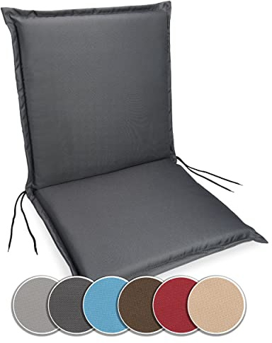 sunnypillow Gartenstuhlauflage Niedriglehner 100 x 50 - Stuhlauflagen Extra Dicke 9 cm - Auflage für Gartenmöbel UV-Lichtecht, Wasserdicht - Outdoor Stuhlkissen für Gartenliegen - Anthrazit