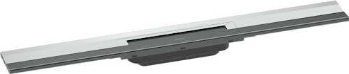 hansgrohe Fertigset Duschrinne RainDrain Flex, Abflussrinne 700mm, Bodenablauf Dusche kürzbar zur Wandmontage, Chrom