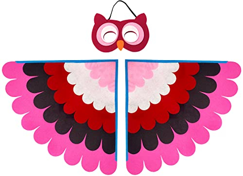 Oblique Unique® Eule Uhu Kostüm Accessoire Set - Flügel und Maske für Karneval Fasching Motto Party als Verkleidung und zum Spielen