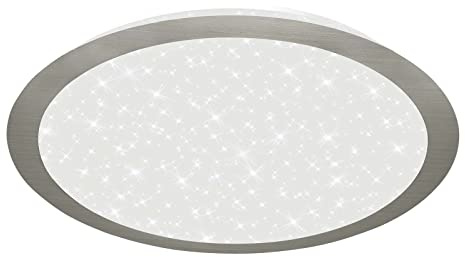 BRILONER Leuchten - LED Deckenlampe Backlighteffekt, LED Deckenleuchte Sternendekor, neutralweiße Farbtemperatur, Ø360 mm, Matt-Nickel
