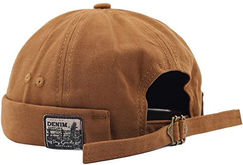 Docker Cap Seemannsmütze Docker Mütze Trawler Fischer Mütze Ohne Schirm Rollmütze Watch Cap Commando Work Beanie Corduroy Docker Leon Brimless Hat Rolled Cuff Harbour Hat (Denim Kamel)