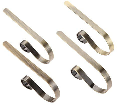 Christmas Stocking Hooks for Fireplace,Stocking Holders for Mantle, 4 Pack Hooks Metal Fireplace Hanger for Christmas Party Decoration (Bronze)