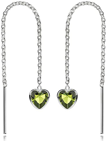 Materia Herz Durchzieher Ohrringe Damen Silber 925 Zirkonia grün SO-480-Grün