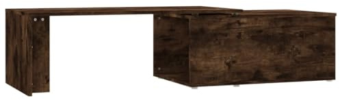 vidaXL Smoked Oak Coffee Table - Durable Engineered Wood, Modern Design, 360-Degree Swivel Tabletop, Ample Storage, Easy Assembly - Ideal for Living Room or Office