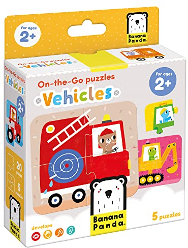 Banana Panda On-The-Go Puzzles Vehicles - für Kinder ab 2 Jahren - Kinderpuzzle - Puzzle mit Fahrzeugen für Kinder - 20 Teile - für Jungen und Mädchen - Klassische Puzzles