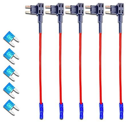 Sodcay 5 PCS 12V Car Add-a-Circuit Fuse, with 4 x 15A Inserts, TAP Adapter Mini ATM ATO Blade Fuse Holder, for Cars Trucks Boats (Black)