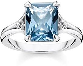 THOMAS SABO Ring blauer Stein mit Mond und Stern 925 Sterling Silber TR2297-644-1-48