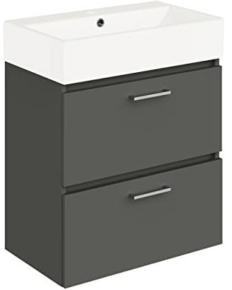 Baikal Conjunto de Mueble de Baño. Mueble Suspendido en Pared. Disponible en Distintas Medidas y Acabados. El Mueble se Entrega MONTADO. TAAL + Lavabo 60/36 cm Gris Oscuro