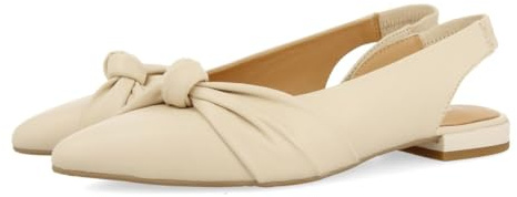 GIOSEPPO Bailarinas DESTALONADAS DE Piel Color Off-White con Detalle DE Nudo para Mujer IBALLE