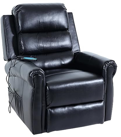 Mendler Fernsehsessel HWC-K63, Relaxsessel Sessel, Liegefunktion Aufstehhilfe Massage Heizfunktion, Kunstleder - schwarz