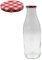 Clear Retro Glass Milk Bottle with Gingham Lid - 1 Litre