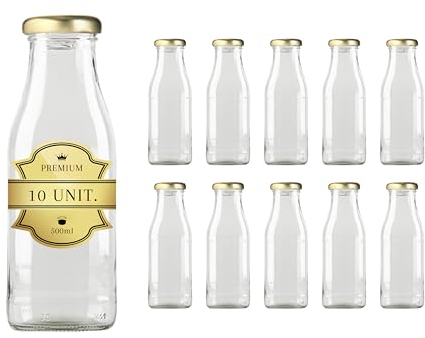Espirito Rebelde Lot de 12 Bouteilles en Verre Vides de 500 ml avec Couvercle | Bouteilles en Verre pour Jus, Lait, Barbecue, Sauces | Idéales pour Pique-niques, Mariages et Fêtes