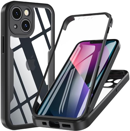 BESINPO For iPhone 13 mini Case,Shockproof[with Built-in Screen Protector] 360° Full Body Military Grade Drop Protection Slim Rugged Cover Bumper Phone Case for iPhone 13 mini 5.4 Inch(Black Clear)