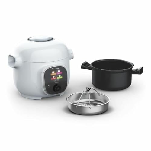 Moulinex Cookeo Mini Multicuiseur intelligent haute pression, 3 L, 2 personnes, 150 recettes intégrées, Cuisson sans surveillance, Guide pas à pas, Compact, Application Moulinex CE880410