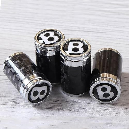 XTRDGHUG 4 PCS Tyre Valve Caps, For Bentley, Leak-Proof Dust Caps for Car Tyres, Decoration Car Accessories