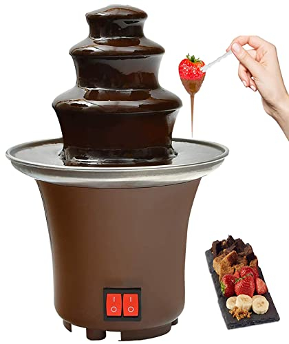 AINITAIFENG Three Floors Chocolate Fountain Fondue, Mini Chocolate Melting Machine, Large Capacity/Motor Control,for Party Wedding, Brown