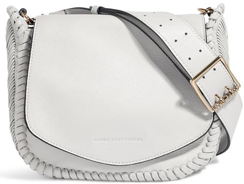 Aimee Kestenberg All For Love Satteltasche für Damen, kleine Leder-Umhängetasche, verstellbarer und abnehmbarer Riemen, Wolke mit glänzendem Gold, Small, All for Love Sattel Crossbody - Cloud With
