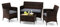 GIANTEX Gartenlounge Outdoor Möbelsets, Garten Lounge Set Rattan Gartenmöbel, Sitzgruppe 4 Personen Tisch 2 Stühle Sitzbank, mit Sitzkissen, Balkonmöbel Kleiner Balkon, Sitzgarnitur Frei kombinierbar