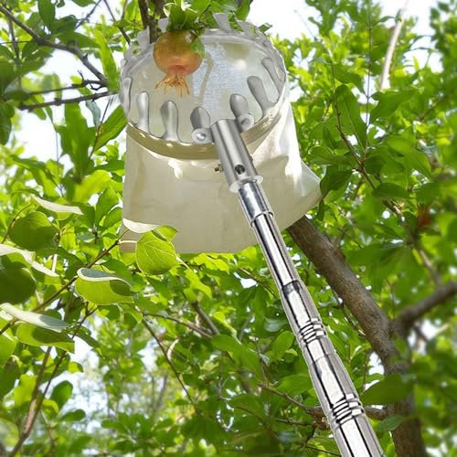 Obstpflücker mit teleskopstange 2-7M Kirschenpflücker Pflaumenpflücker Obstpflückstange für Früchte von Hochgelegenen Orten Pflücken (Color : A, Size : 7m(23ft))
