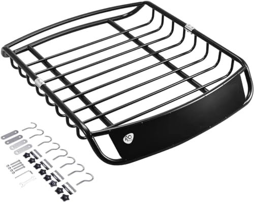 GOPLUS Galerie de Toit de Voiture en Métal, Porte-Bagage pour Voiture avec Barres Verrouillables, Support de Toit, Panier de Toit avec 8 Crochets, Charge Max.110KG, 120x98x16,5CM, Noir