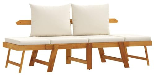 vidaXL Gartenbank mit Kissen 2-in-1 Massivholz Akazie