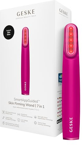 GESKE Skin Firming Wand | 7 in 1 | Anti-Aging | Mikrostrom Facelift | Reduziert Alterserscheinungen | Fortschrittlicher Facial Firmer | Red LED Light Technology | Flexibler Kopf | Reduziert Alterserscheinungen | Fortschrittlicher Facial Firmer | Red LED Light Technology | Flexibler Kopf