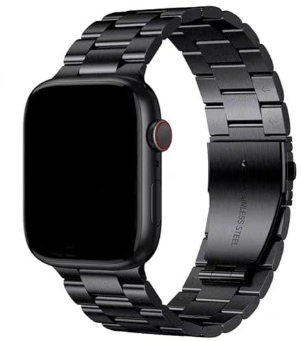 Antfly Bracelet de montre en métal Compatible avec Apple Watch Bracelet 40mm 41mm 38mm, Bracelet pour hommes femmes (38mm/40mm/41mm, Noir)