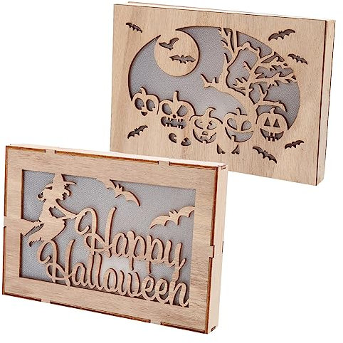 FUNOMOCYA 2St hohle Ornamente Halloween-Atmosphäre Licht beleuchtete Kürbisdekorationen led ligts led-light Nachtlichtlampe herbstdeko Halloween-Licht LED-Leuchten-Ornamente Buchsbaum