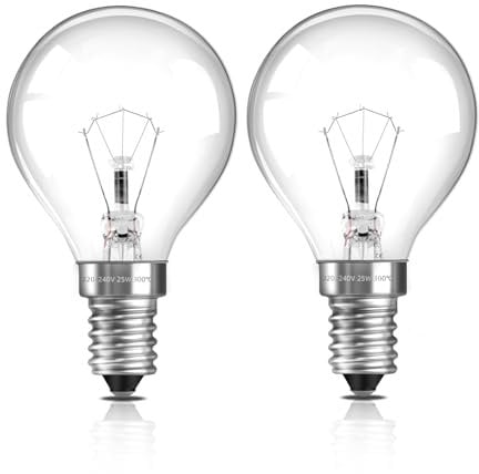 2 Pack E14 Wax Warmer Bulbs Dimmable, G45 Scentsy Light Bulb 230V, Warm White 2700K, Up to 300°C, SES Small Edison Screw Light Bulb for Wax Melt Burner, Warmers, Oven