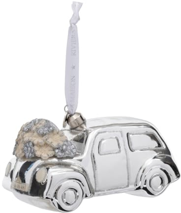 Riviera Maison Weihnachtskugel Silber, Christbaumkugel, Christbaumschmuck - RM Limited Flower Car Auto mit Blumen - Glas - Handgefertigt - (LxBxH) 13x7.5x7
