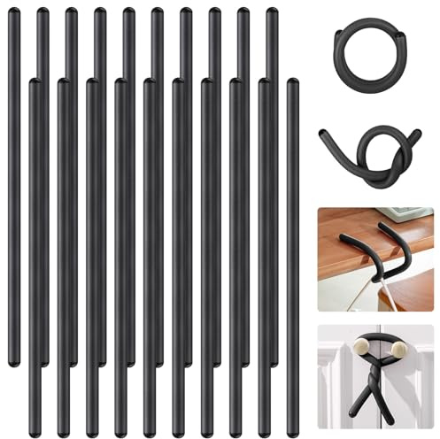 Ninehaoou 20 Pcs 17 Inch EVA Foam Twist Rubber Ties Reusable Bendable Cable Tie Straps Flexible Heavy Duty Twisty Ties for Organizing Cords Bundling (Black)