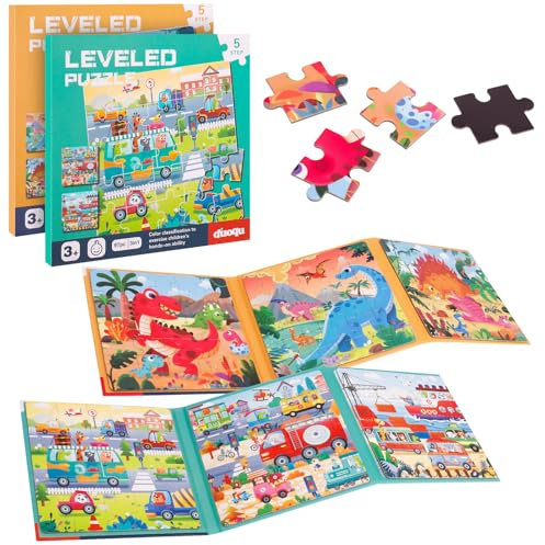 2 Set Magnetic Puzzles for Kid Ages 3-7, 194 pieces Learning Magnet Puzzles for Road Trip, Educational Travel Toys Car Plane Activities Kid Jigsaw for Kids Birthday Gifts