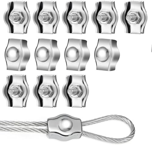 M2, morsetto per fune metallica M2, 12 pezzi, M2, morsetto da 2 mm, morsetto per fune in acciaio inox 304, morsetto per cavo in acciaio inox 304, morsetto per cavo in acciaio inox, fissaggio (M2)