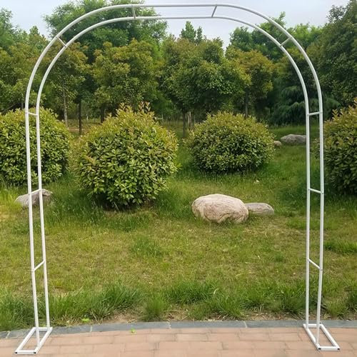 Arche de jardin en métal blanc - Treillis en acier pour plantes - 140 x 230 cm - Idéal pour décoration de jardin, fête, arche de mariage
