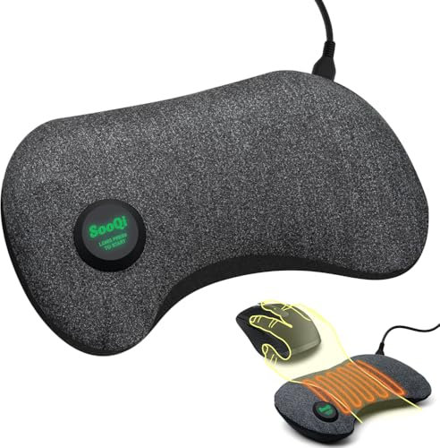 SooQi USB Heated Wrist Rest for Mouse, Dual-Sided Design with Warm Heat & Cooling Beads for Pain & Fatigue Relief, Ergonomic Support for Office Work, Home, PC & Laptop Gaming
